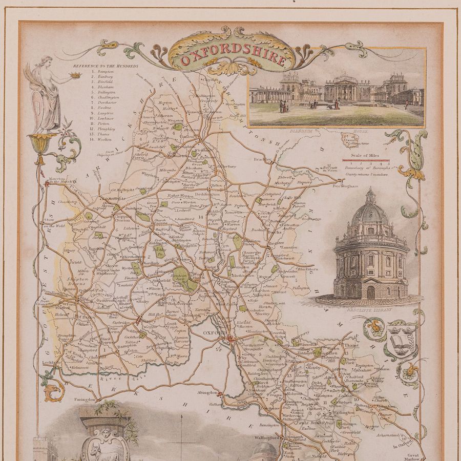 antique county map, oxfordshire